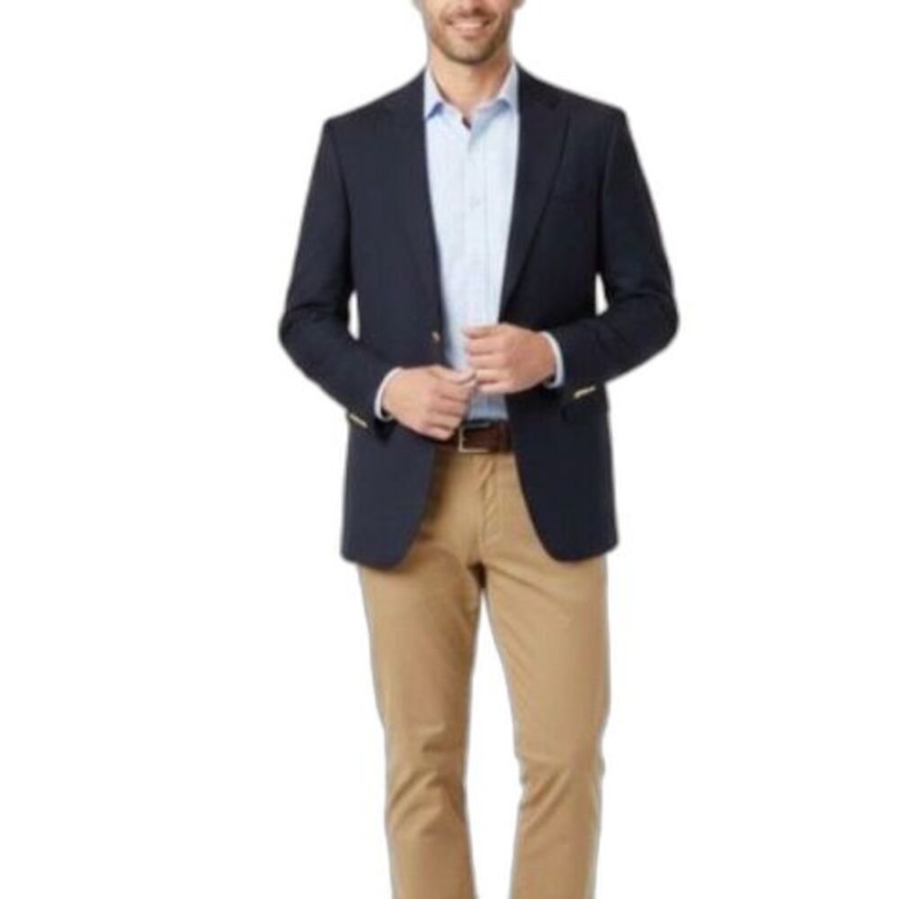 Joseph & Feiss Men's Navy Wool Gold Button Classic Blazer Jacket Size 44 X-Tall